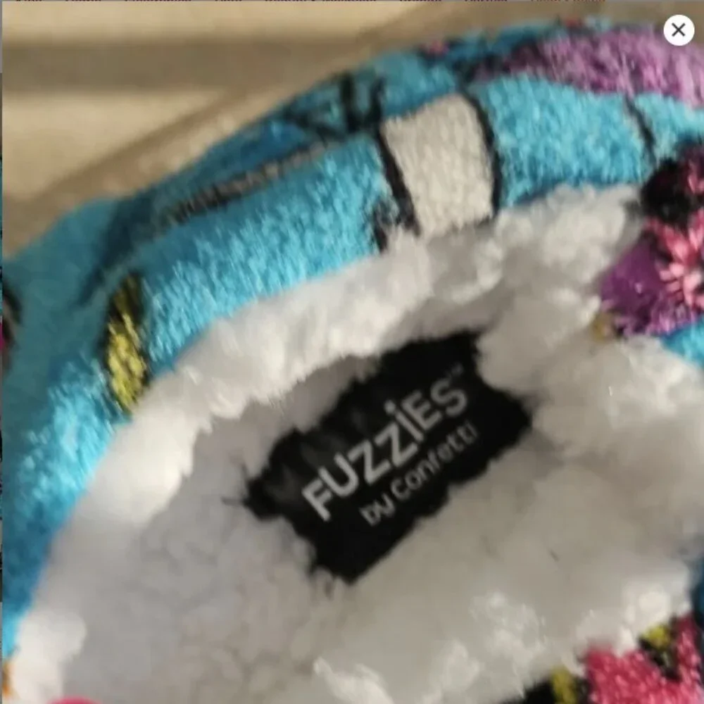 Kids Colorful Fuzzy Slippers With Cats, Size L